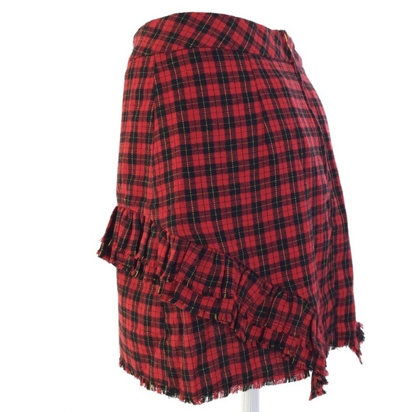 SEEK The Label Red Abstract Fringed Edge Mini Skirt S - Picture 4 of 8